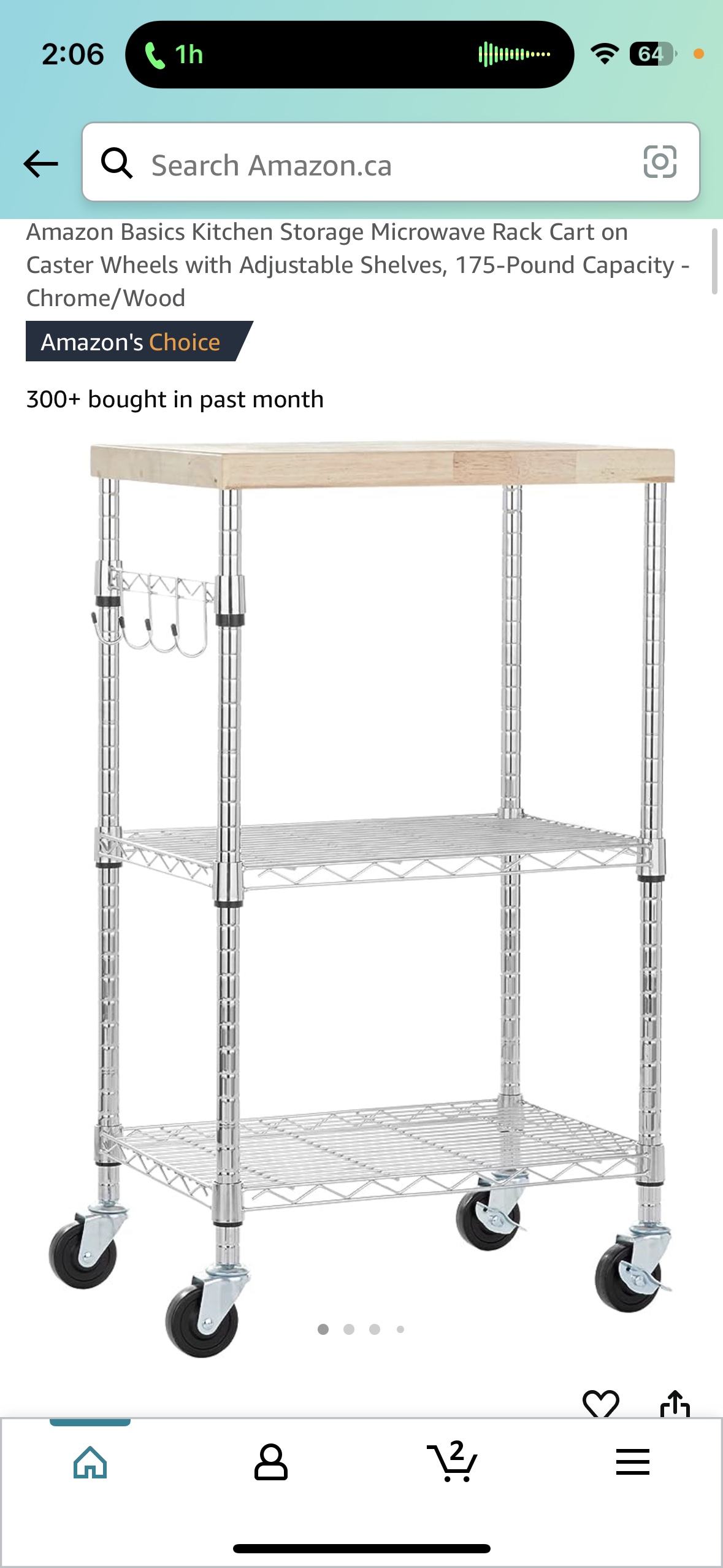 Microwave Rack cart with wheels- Already assembled - photo 2