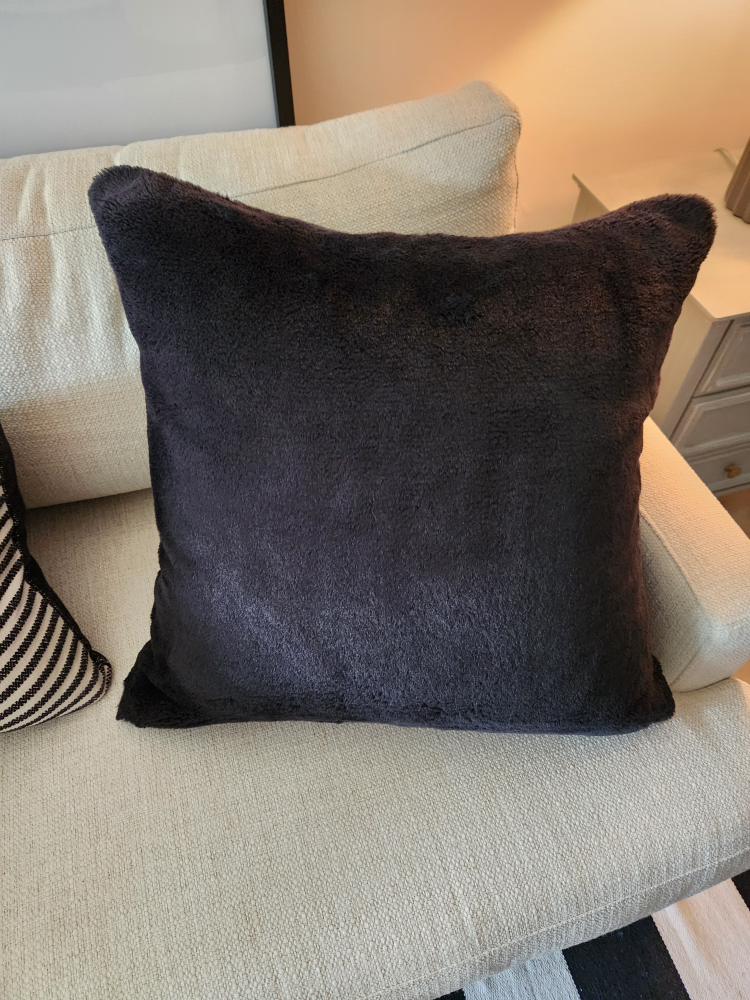 Faux Fur Black Throw Pillow