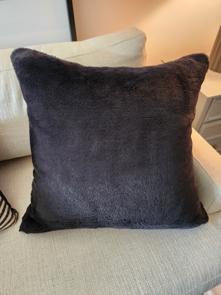 Faux Fur Black Throw Pillow - photo 2