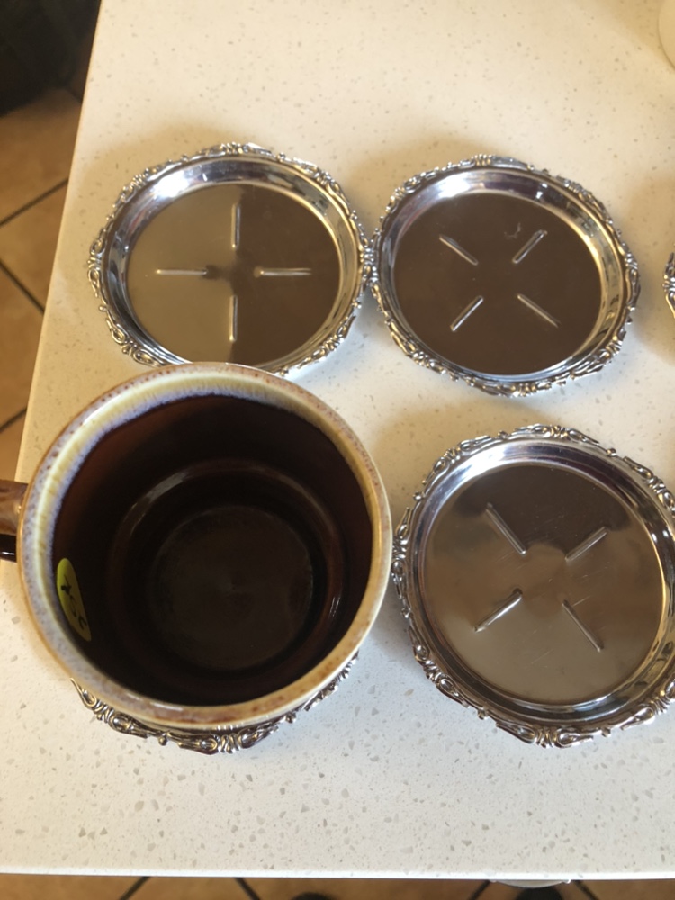 8 Italian Vintage - Midcentury Modern Stainless Steel Coasters image indicator(5)