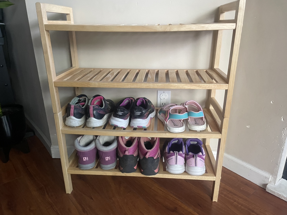 2 piece solid wood stackable shoe rack