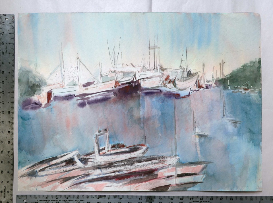 Original Mid-century Watercolor thumbnail