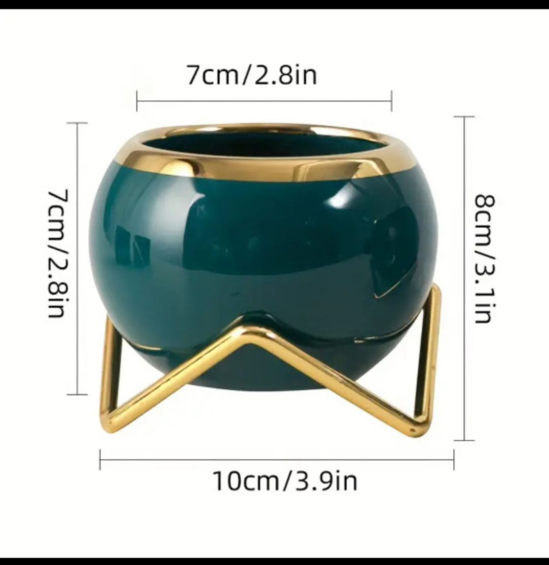 BNIB 3pcs/set Porcelain flower pots with golden brakets image indicator(7)