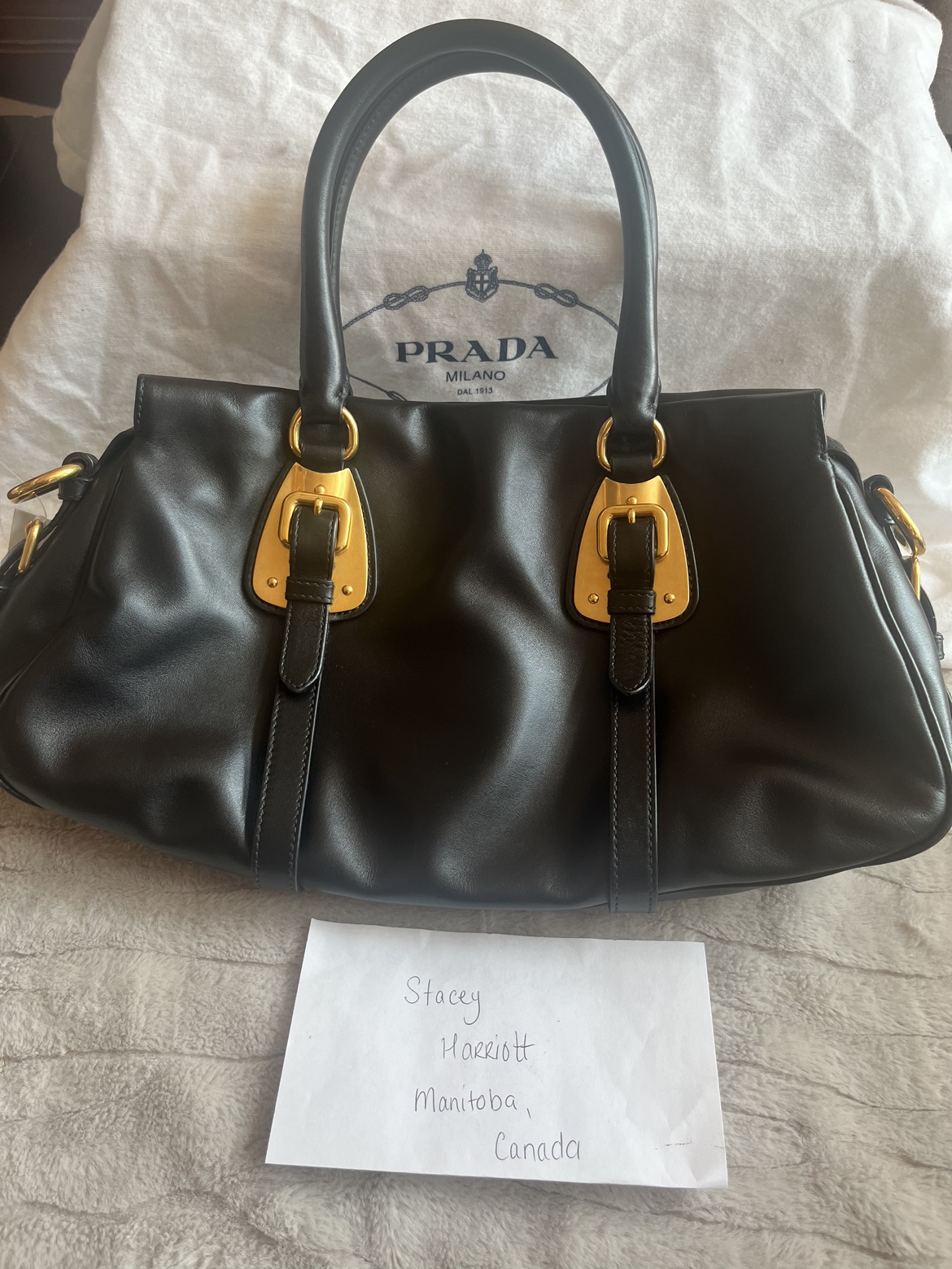 Prada Bauletto BN1903 Nero Soft Calf Leather Bag - photo 3