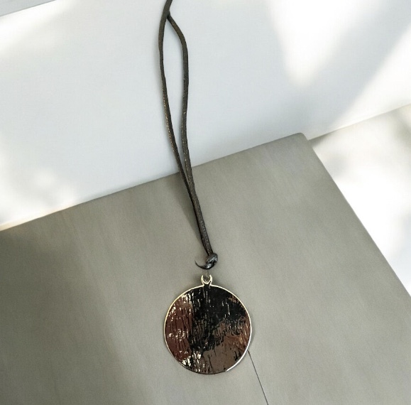 Emoji Green Smiley Face Black Eyes Smile Silver Toned Necklace image indicator(4)