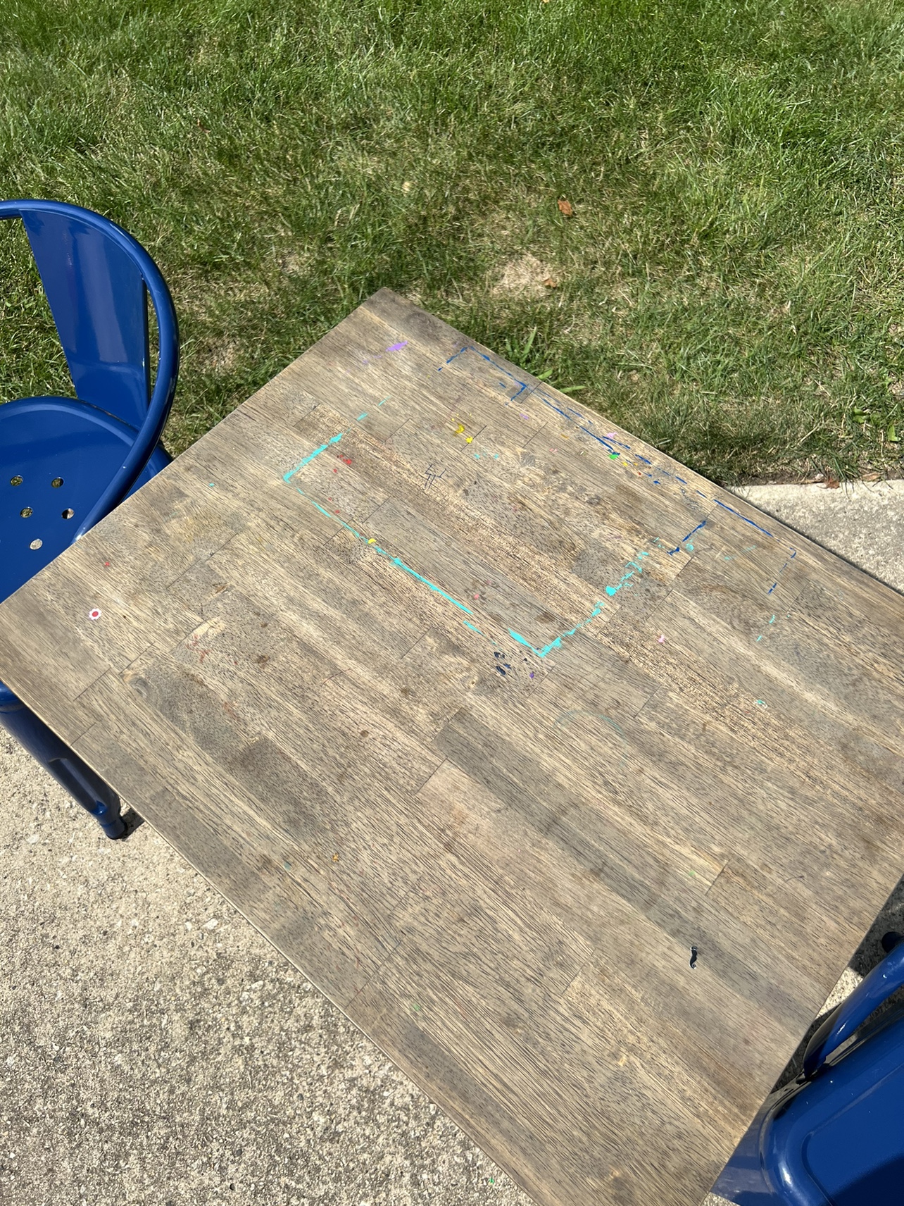 Kids Table and Blue Metal Chairs - photo 2