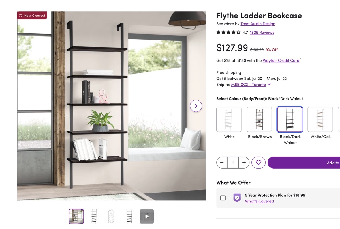 Black Ladder Bookcase (Moving Sale!) - photo 2