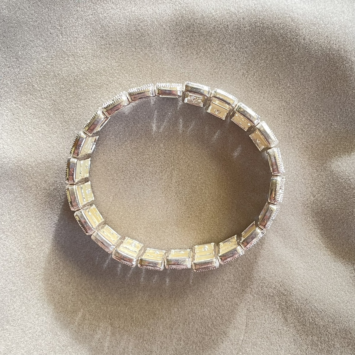 Handmade Elastic Bling Crystal Rhinestone Silver Bracelet Bangle image indicator(2)