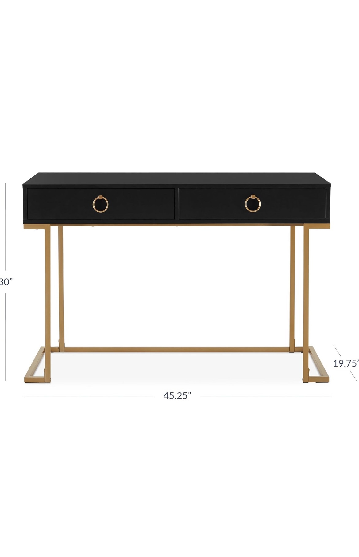 Black and Gold Desk with Two Drawers
