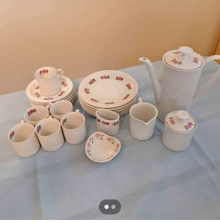 Tea set and crystal items