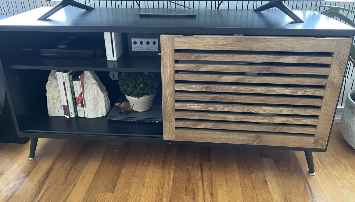 TV Stand - Black W/Wood Door Accent - photo 2