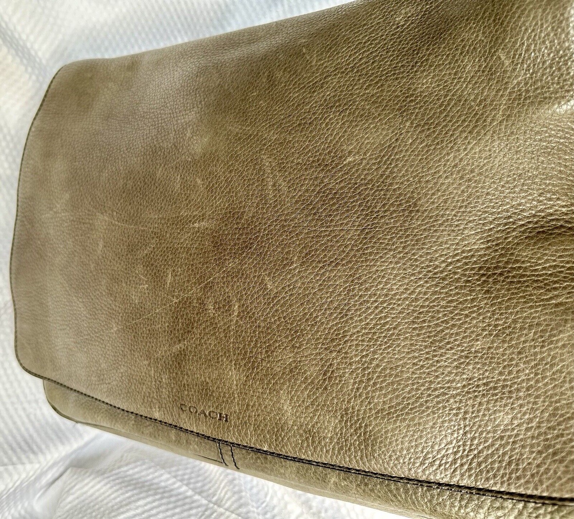 Coach Bleecker Legacy Leather Messenger Laptop Bag Gray image indicator(3)