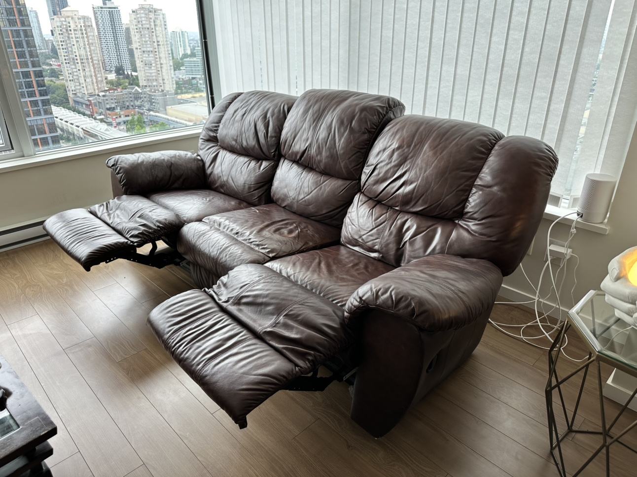 Gifting- Brown Faux Leather Reclining Sofa - photo 3