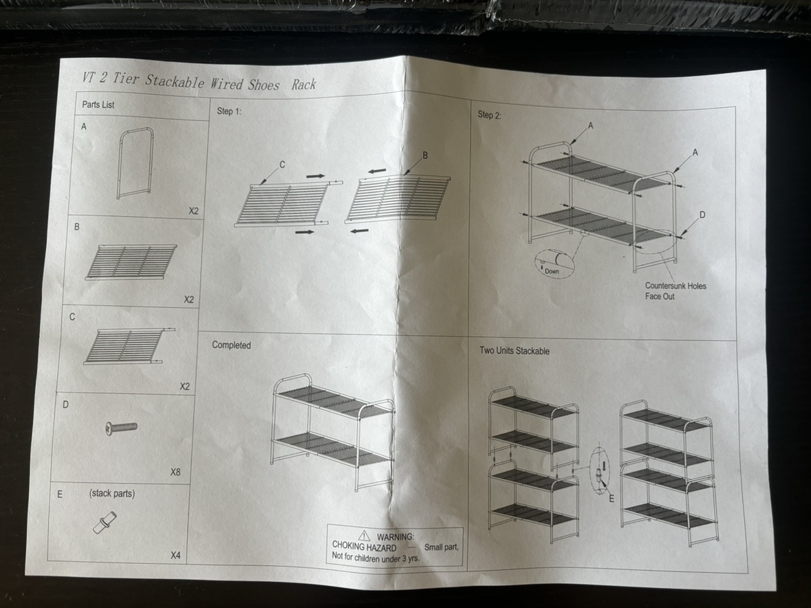 2PK 2 Tier Stackable Wired SHOE RACK image indicator(3)