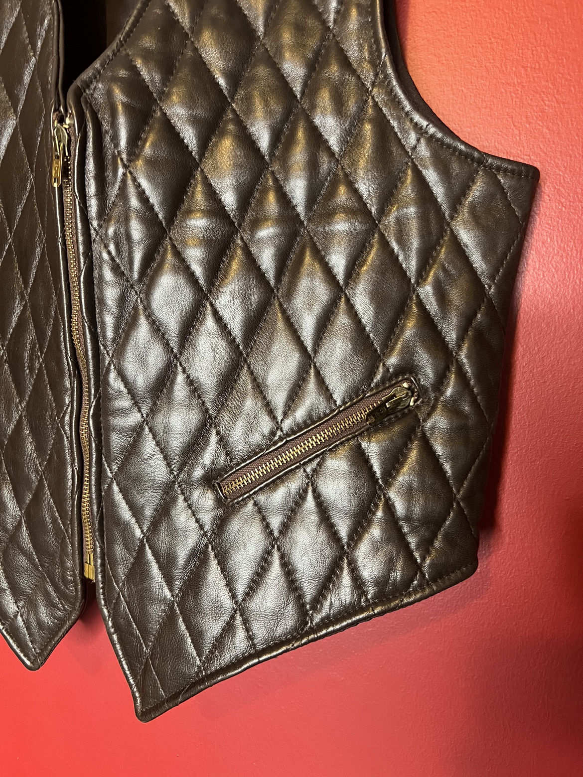 Quilted brown leather vest! MADE IN THE USA! - photo 3