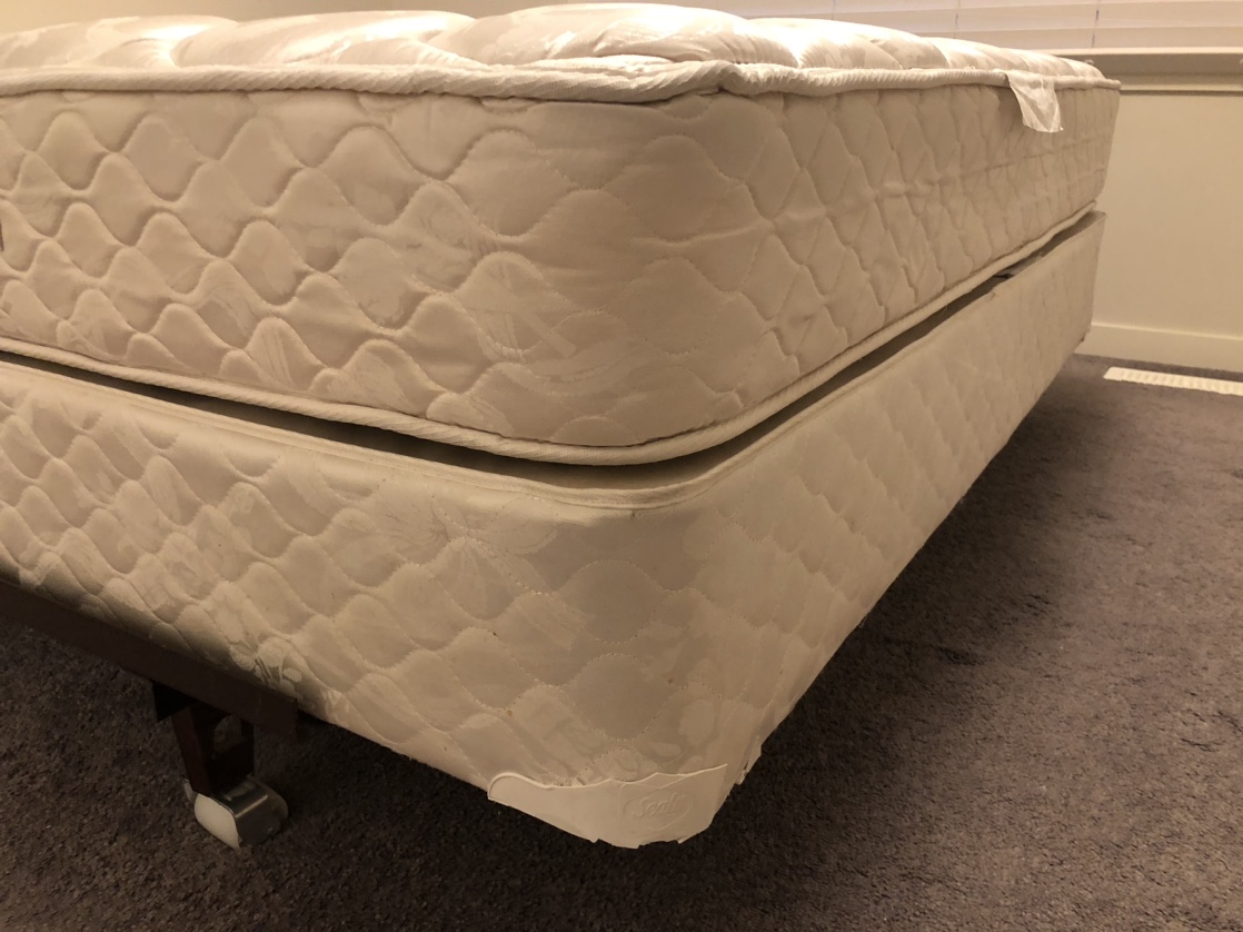 **Queen Mattress, Box Spring, & Steel Bed Frame on Glides** - photo 4