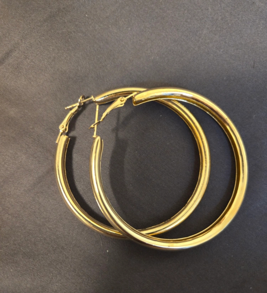#freecycle new gold hoop earrings approx 1.5 inch diameter