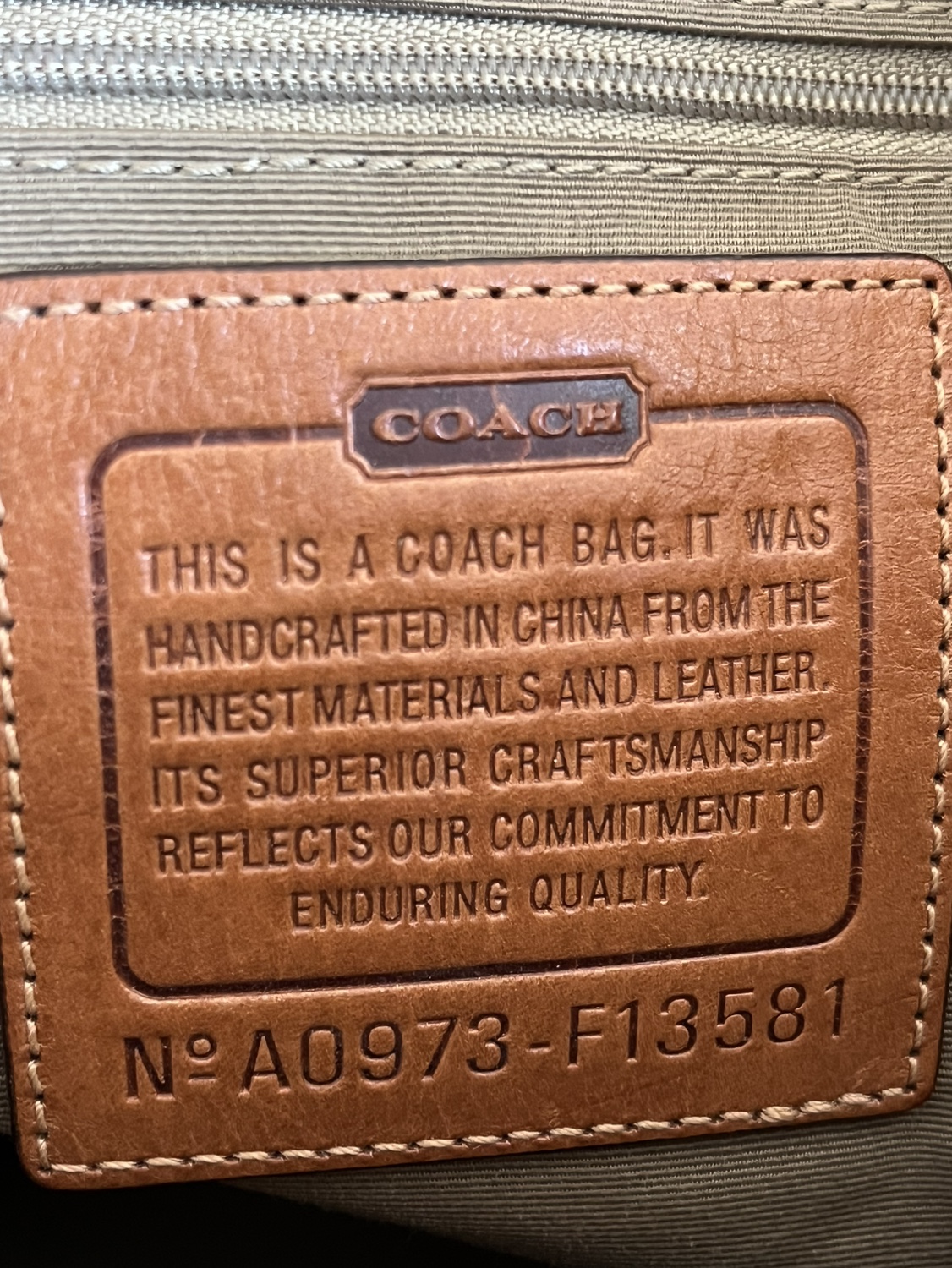 Coach Signature C Brown Canvas Blue Striped Leather Trim - photo 3