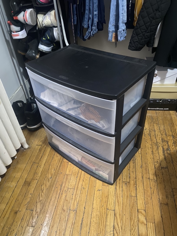 Sterilite Wide 3 Drawer Black Cart