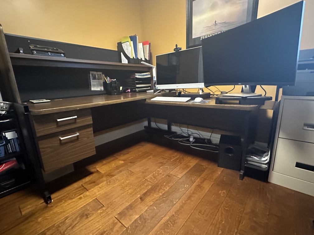 Office desk with leaf