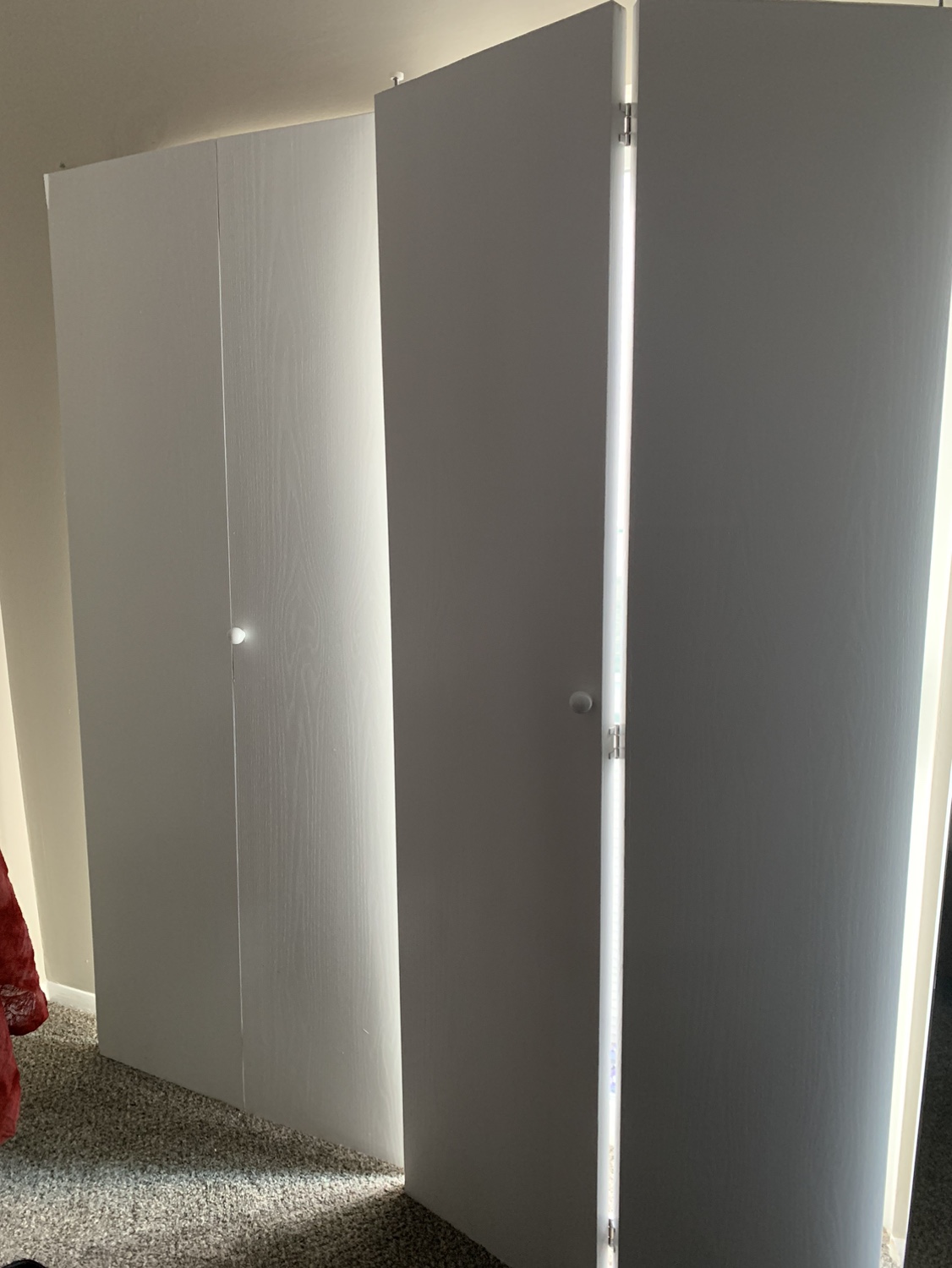 Closet doors: white, wood