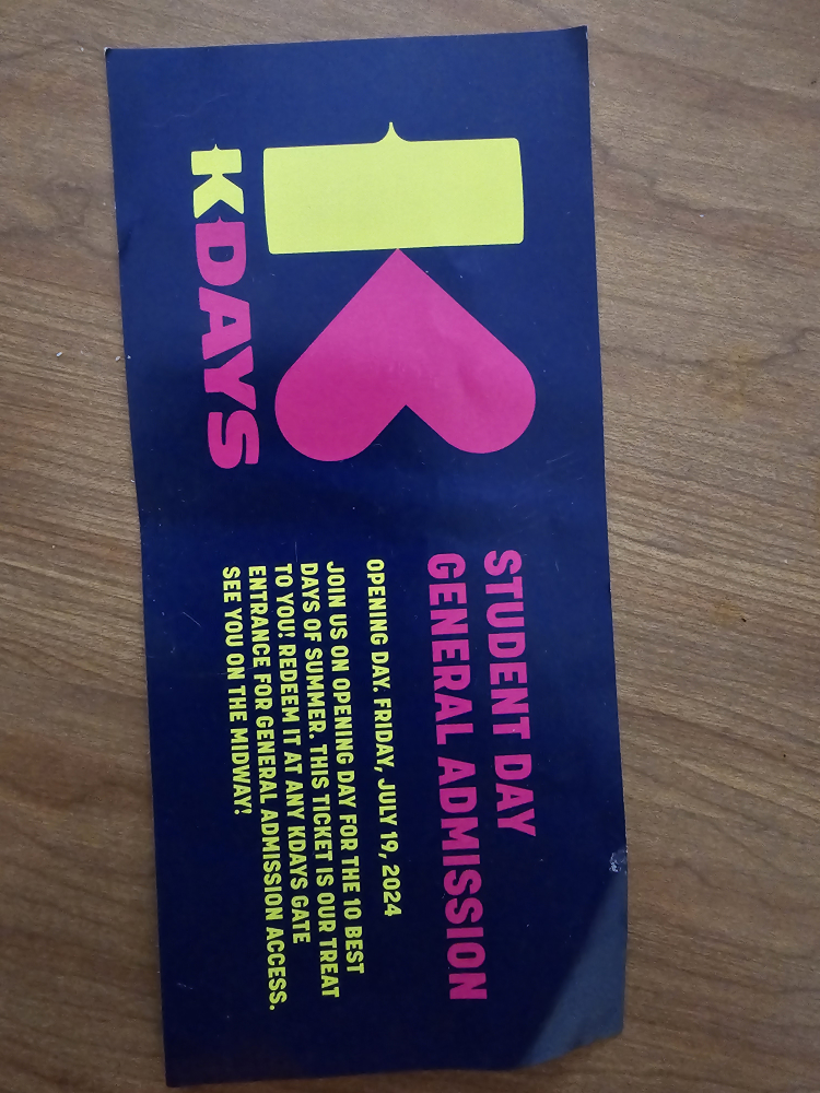 Kdays Admission ticket:July 19 Opening Day - photo 2
