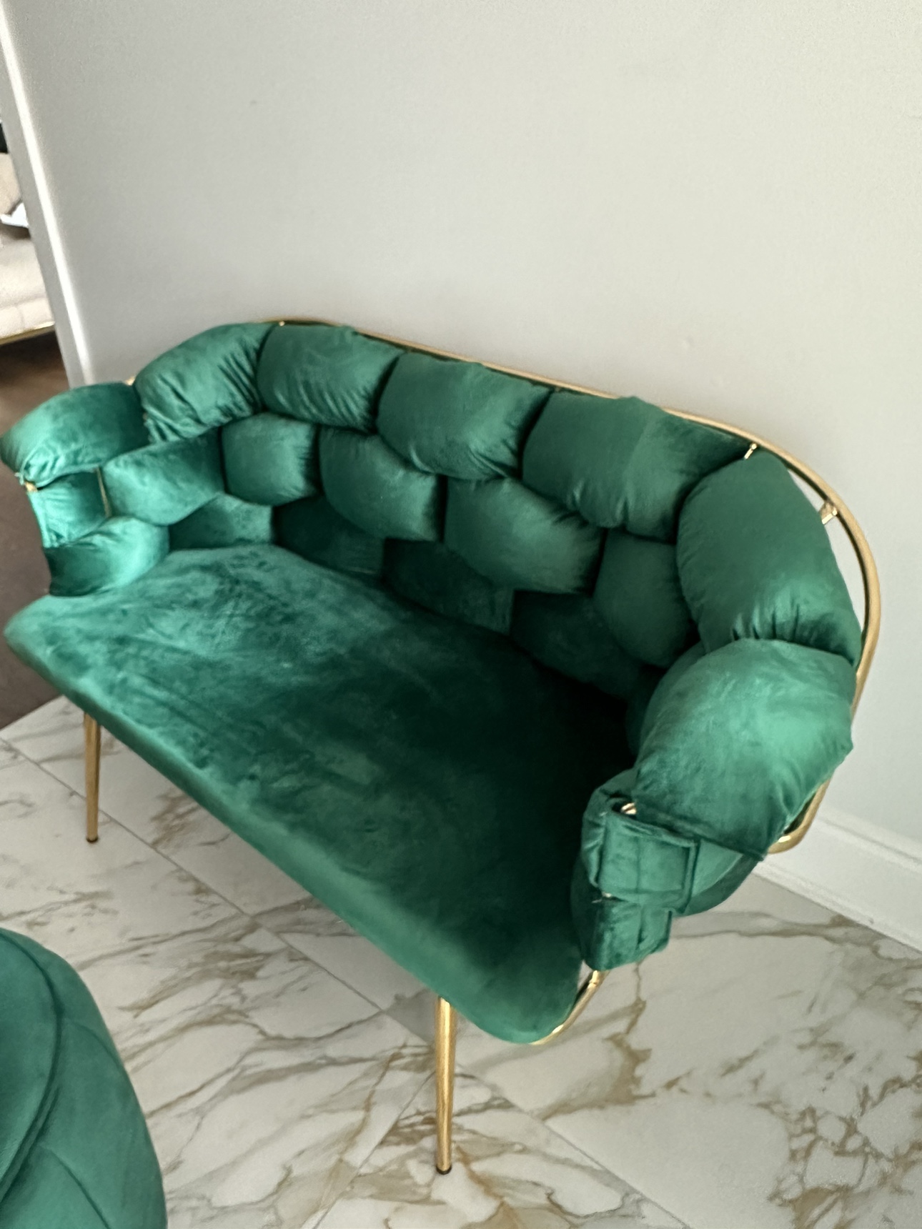 Green Velvet loveseat for sale - photo 5