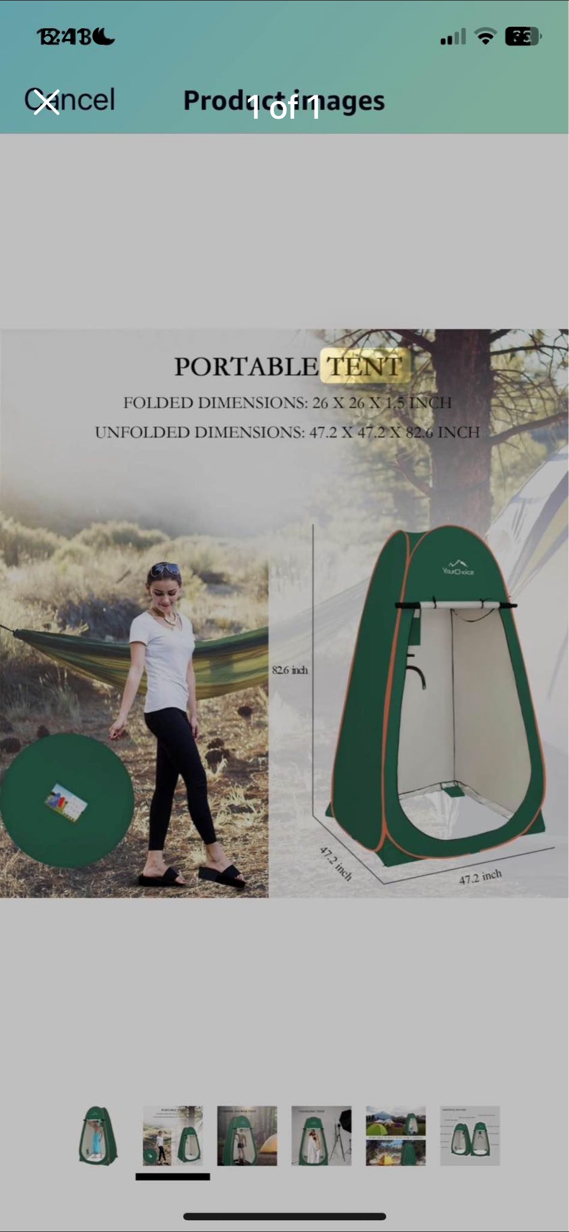 Portable one person stand up tent