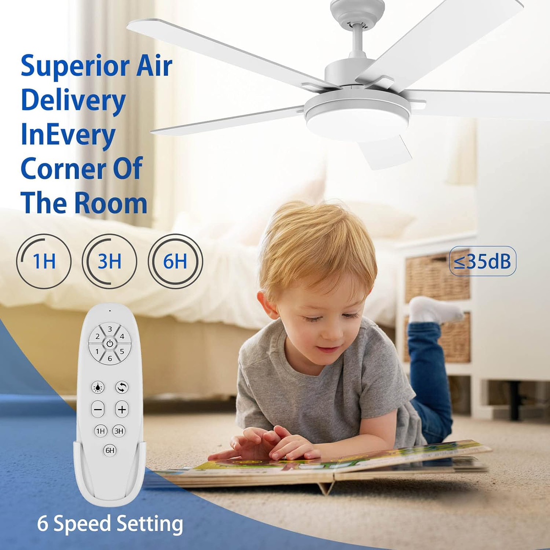 52” ceiling fan, with 5 dual-sided blades, light & remote - photo 3