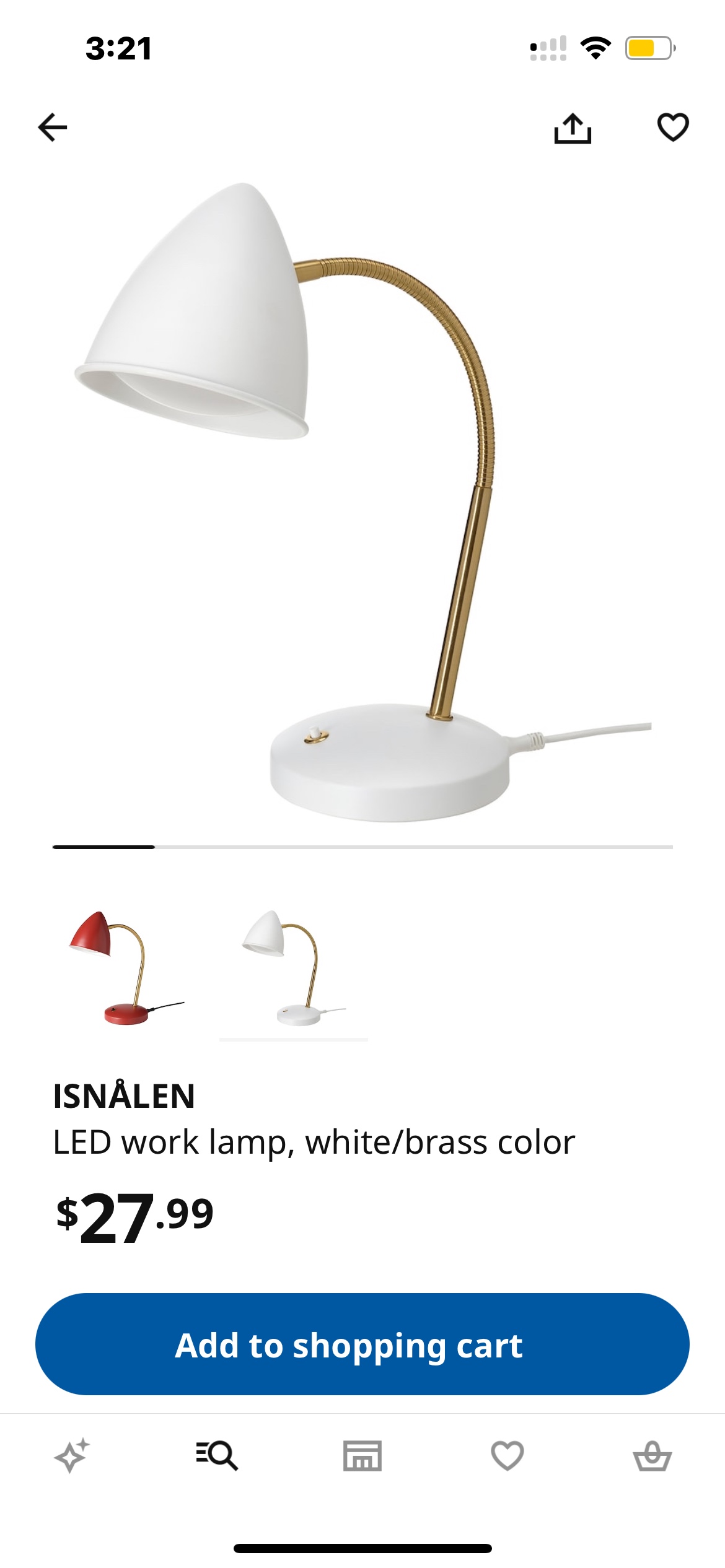 IKEA LED work lamp white/brass color image indicator(3)