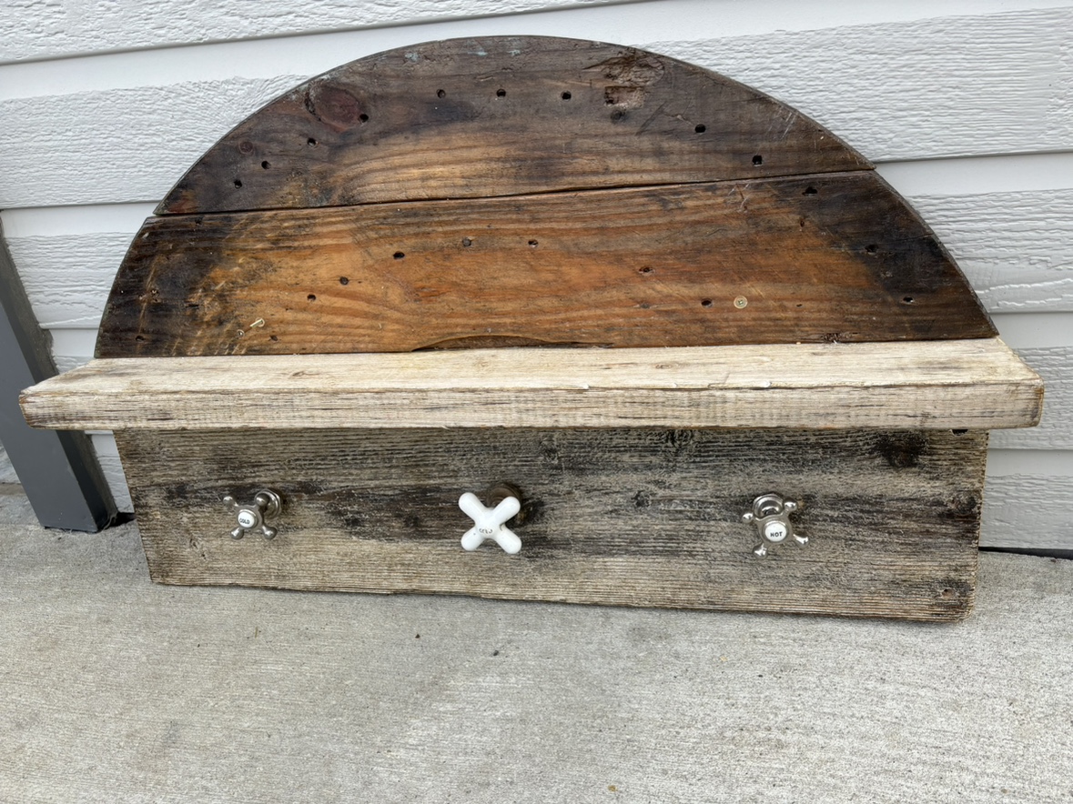 Rustic Shelf with Hooks