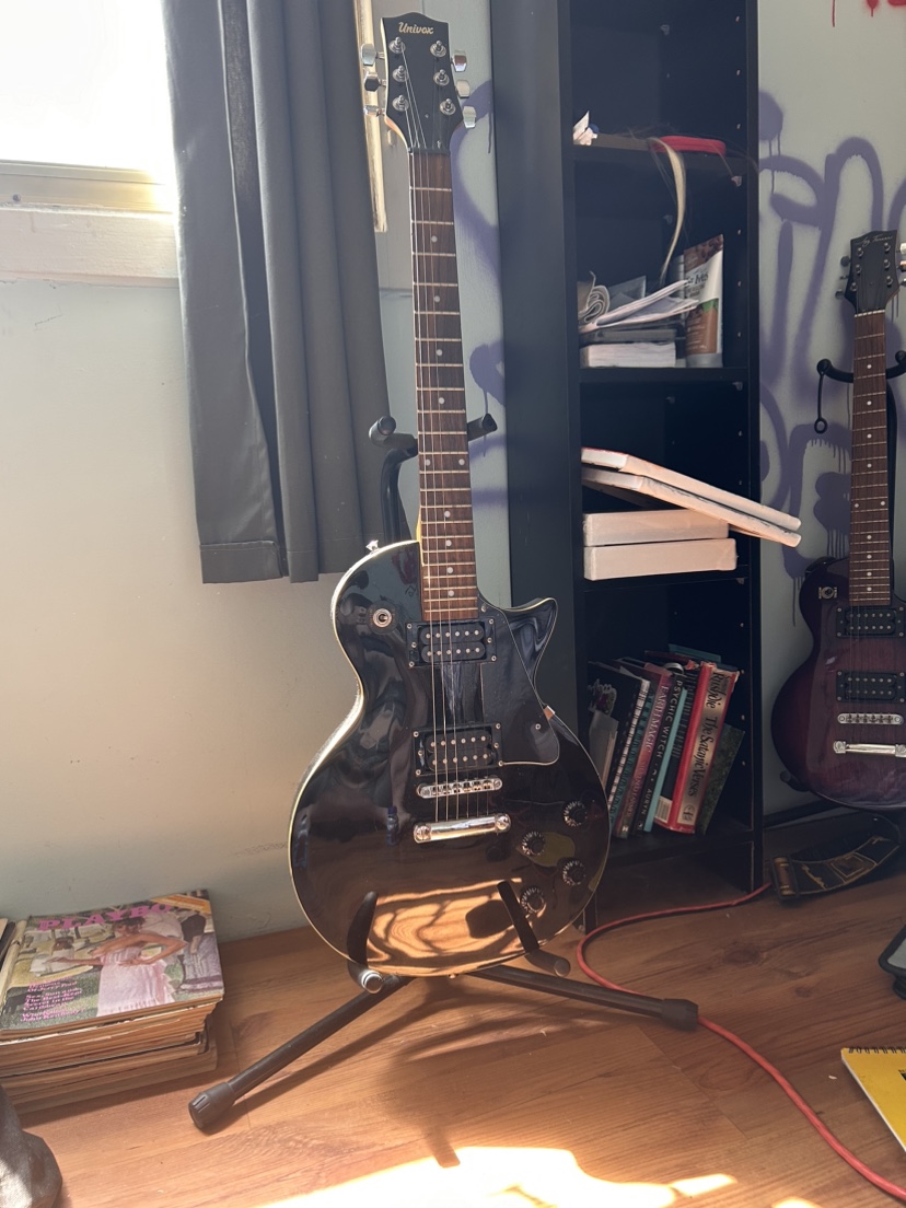 Black Univox Guitar with rosewood fret board thumbnail
