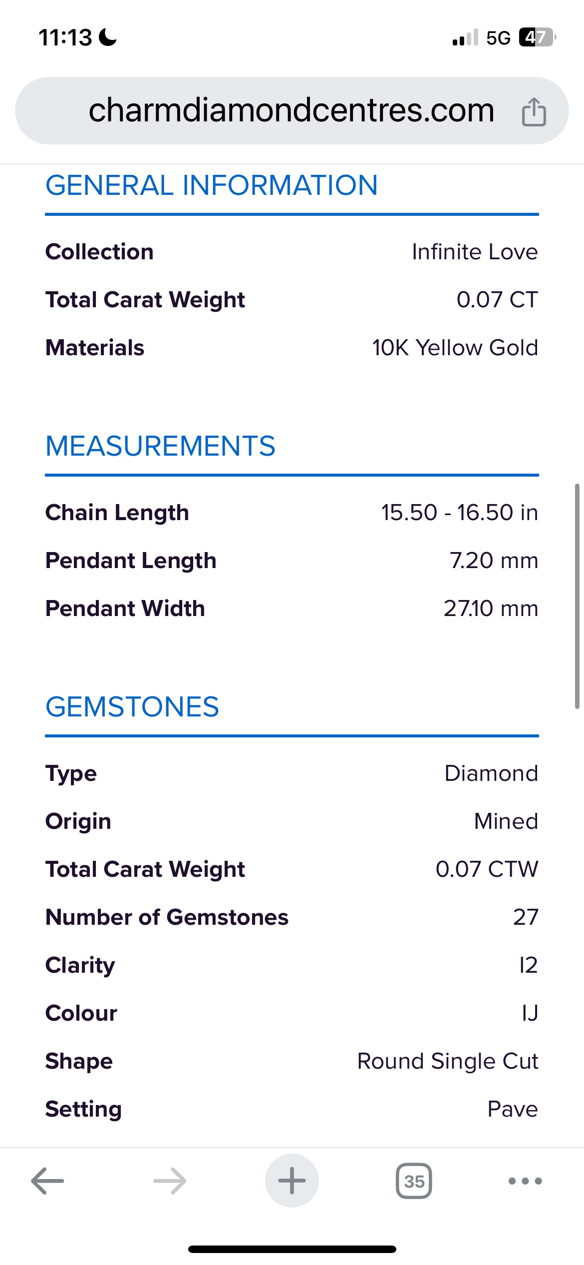 10K Yellow Gold Infinity Necklace with Diamonds - photo 2