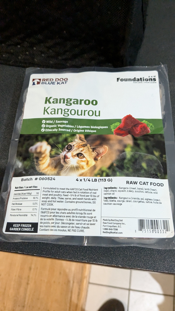 Cat Raw Frozen Kangaroo Meet