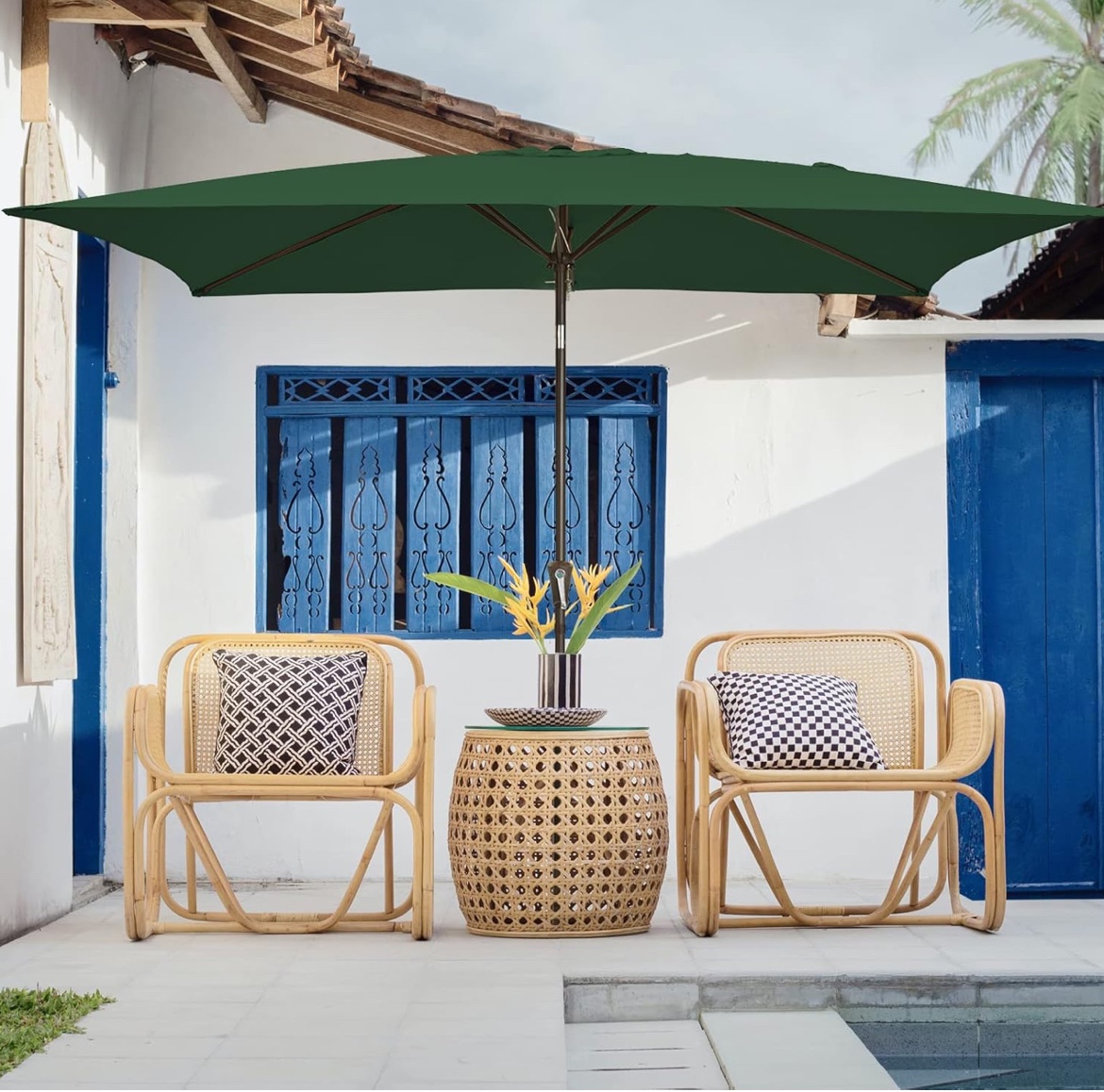 Patio Umbrella 6.5 x 10ft Pine Green