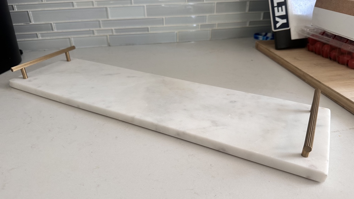 White Marble Serving Tray with Gold Accents