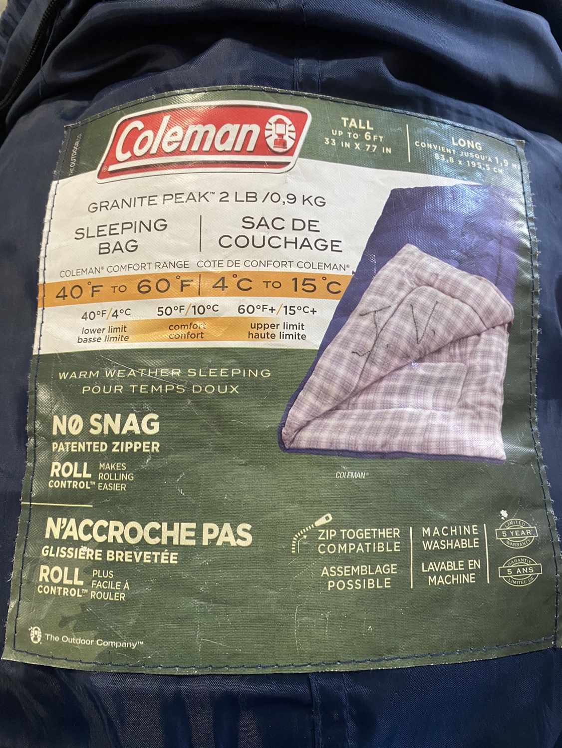 Coleman 10° sleeping bag image indicator(4)