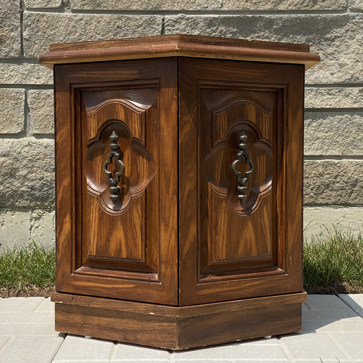 Antique stand with storage (for corners) H:22” x W:20 thumbnail