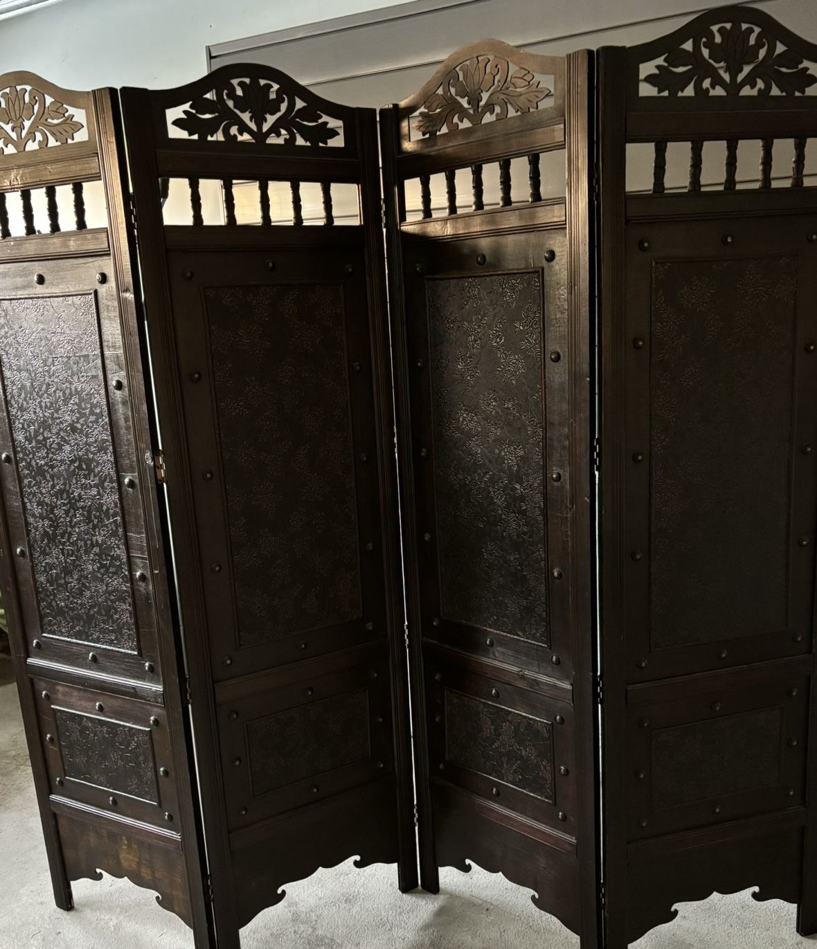 4 Panel Wooden Curtain / Room Divider Wood Screen