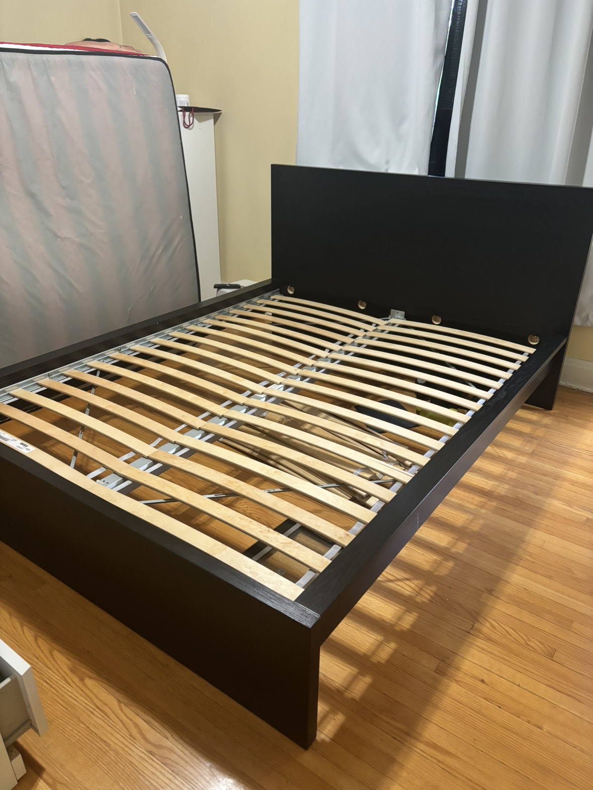 Bed frame, high, black-brown, Queen and mattress including - photo 5