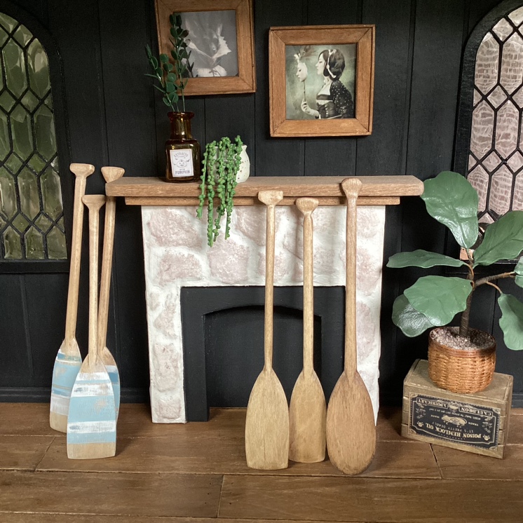 Miniature Vintage Canoe Paddles 1/12 Scale Dollhouse Decor image indicator(5)
