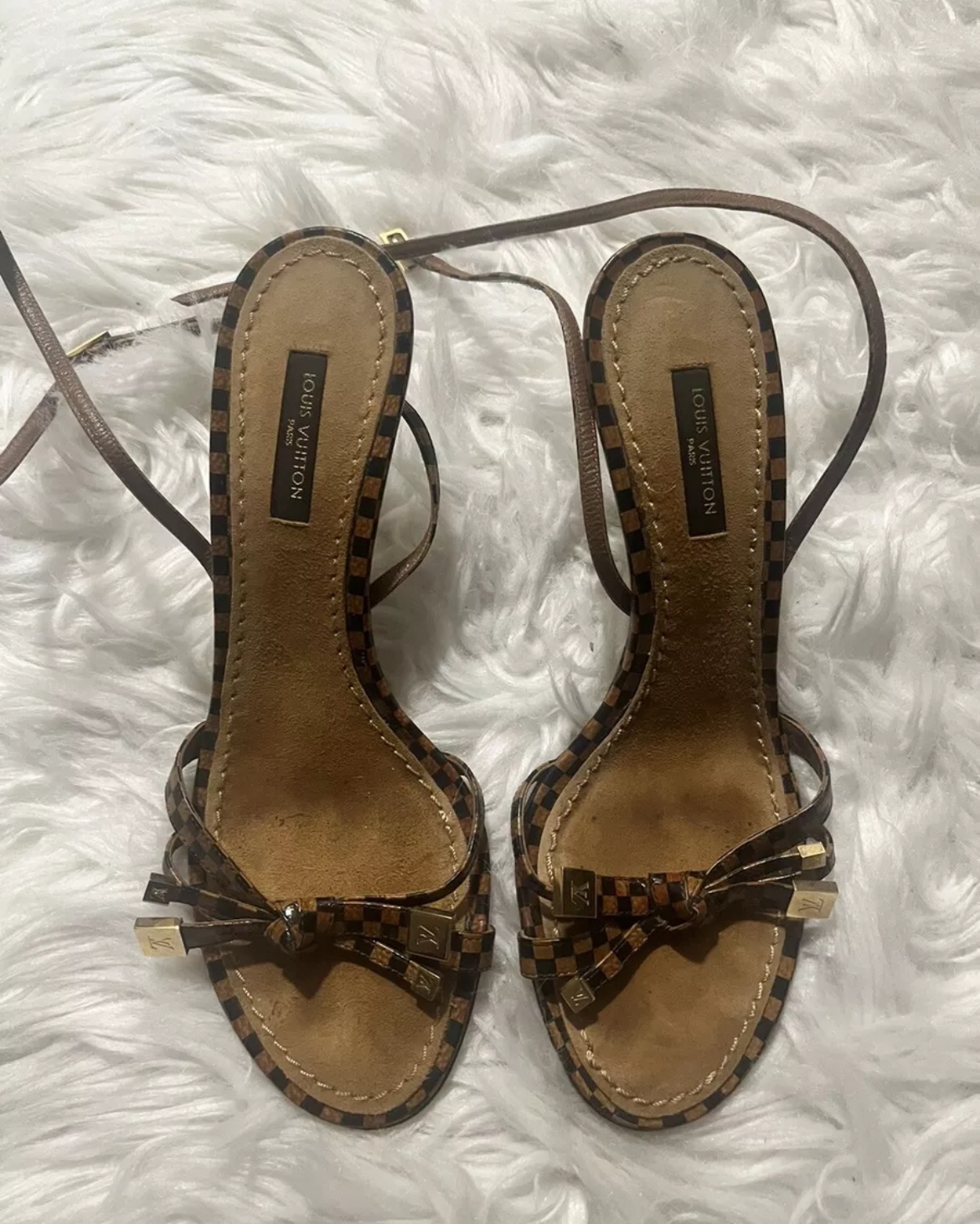 Louis Vuitton Sandals Heels Ankle Strappy Vintage Size 36 5.5 6 image indicator(2)