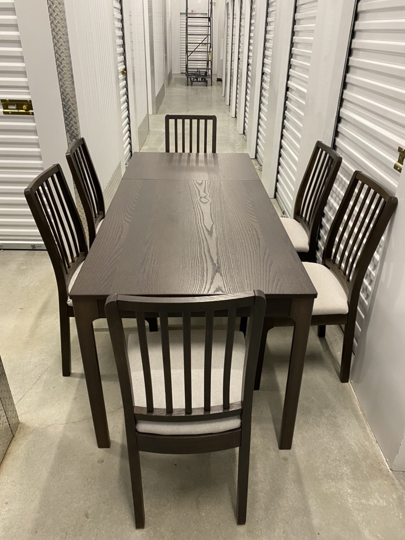 Can deliver—Ikea extendabley table and 6 chairs—Retail: $872. - photo 2