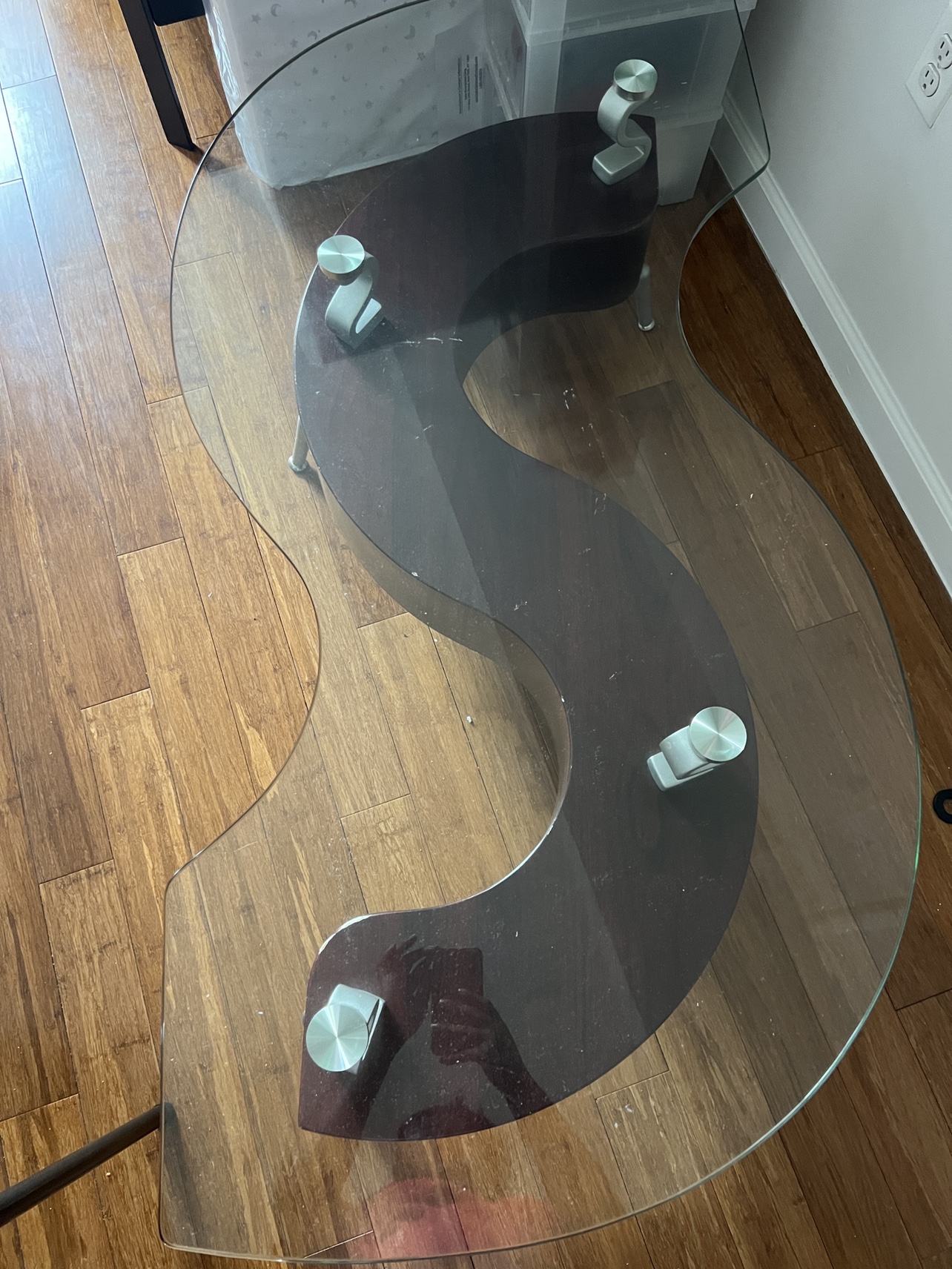 S shape Glass Coffee Table