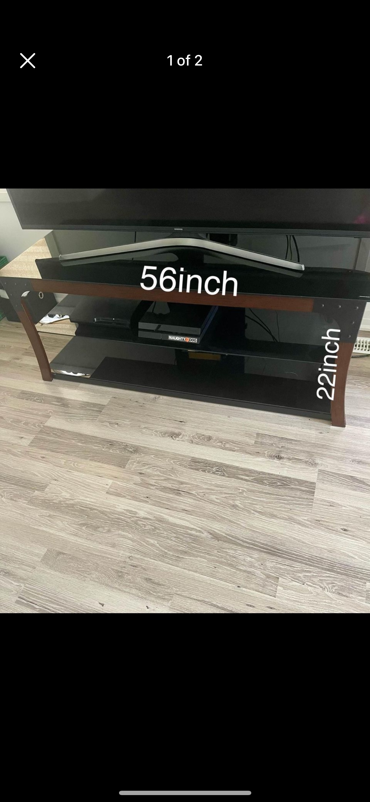 Glass TV stand 65” to 75”