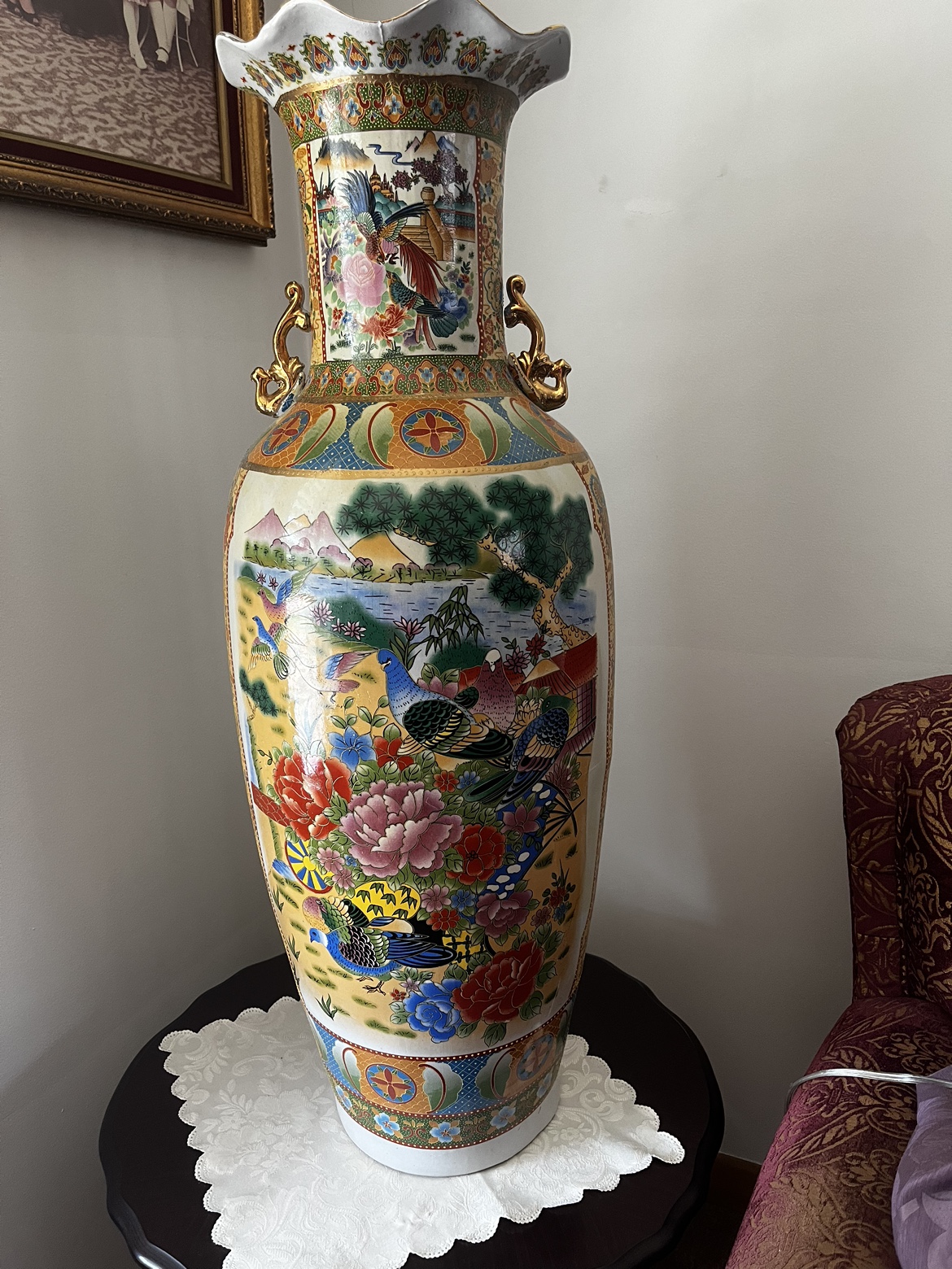 Large Porcelain Chinese Floor Vase thumbnail