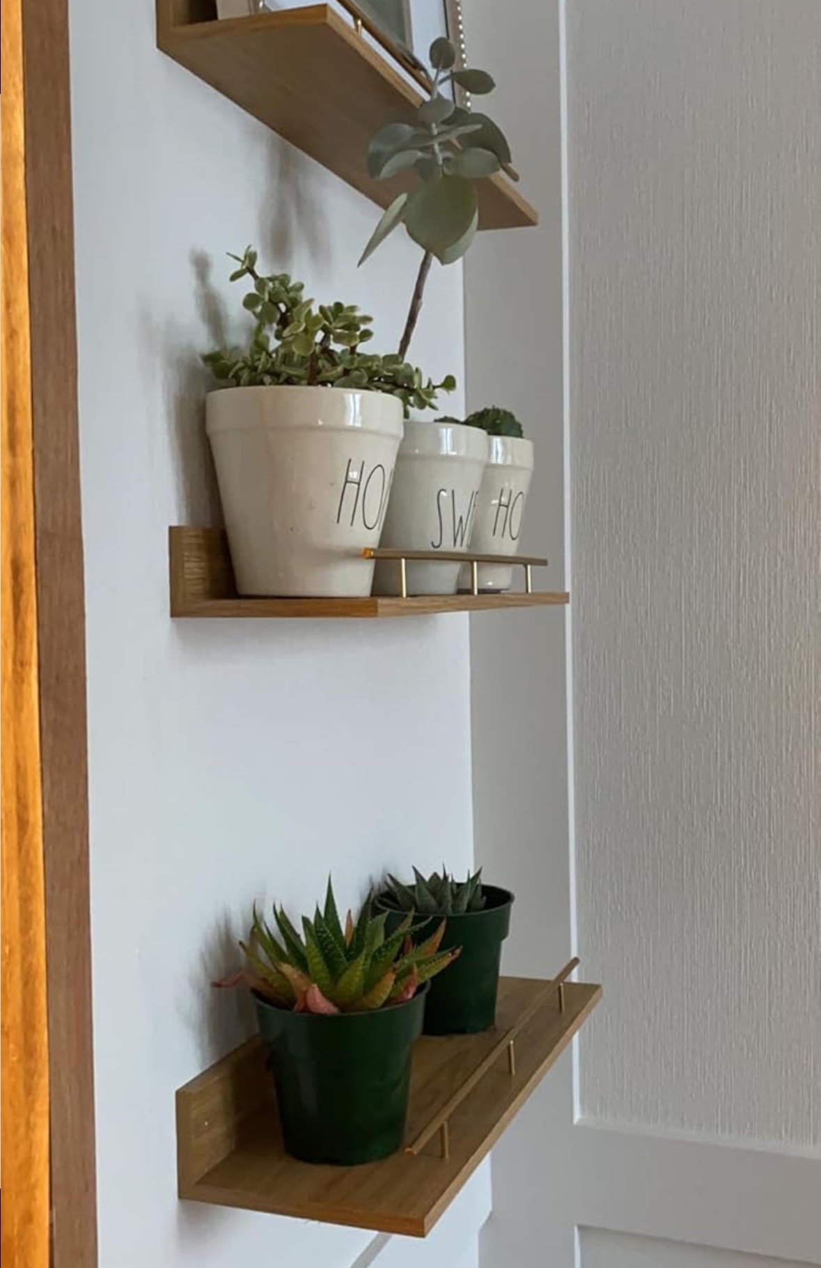 3 PCS Wall Shelves with Gold Metal Guardrail - photo 4