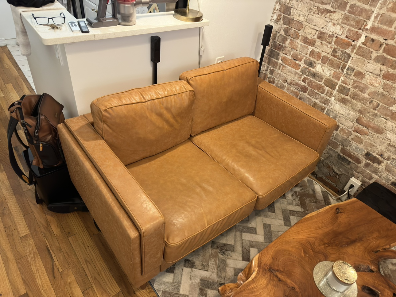 Faux Leather Loveseat - photo 2
