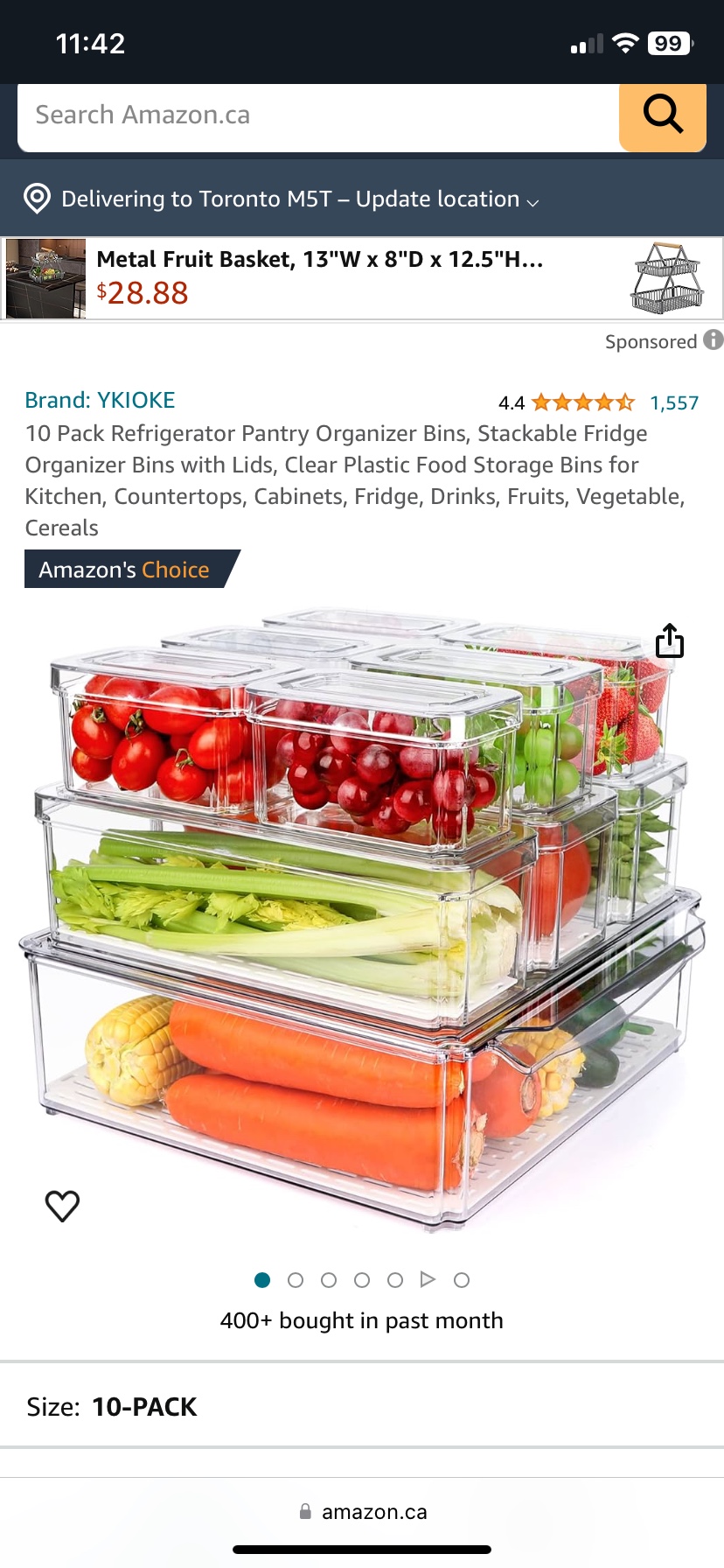 Brand new fridge container organizer, 10 pieces thumbnail