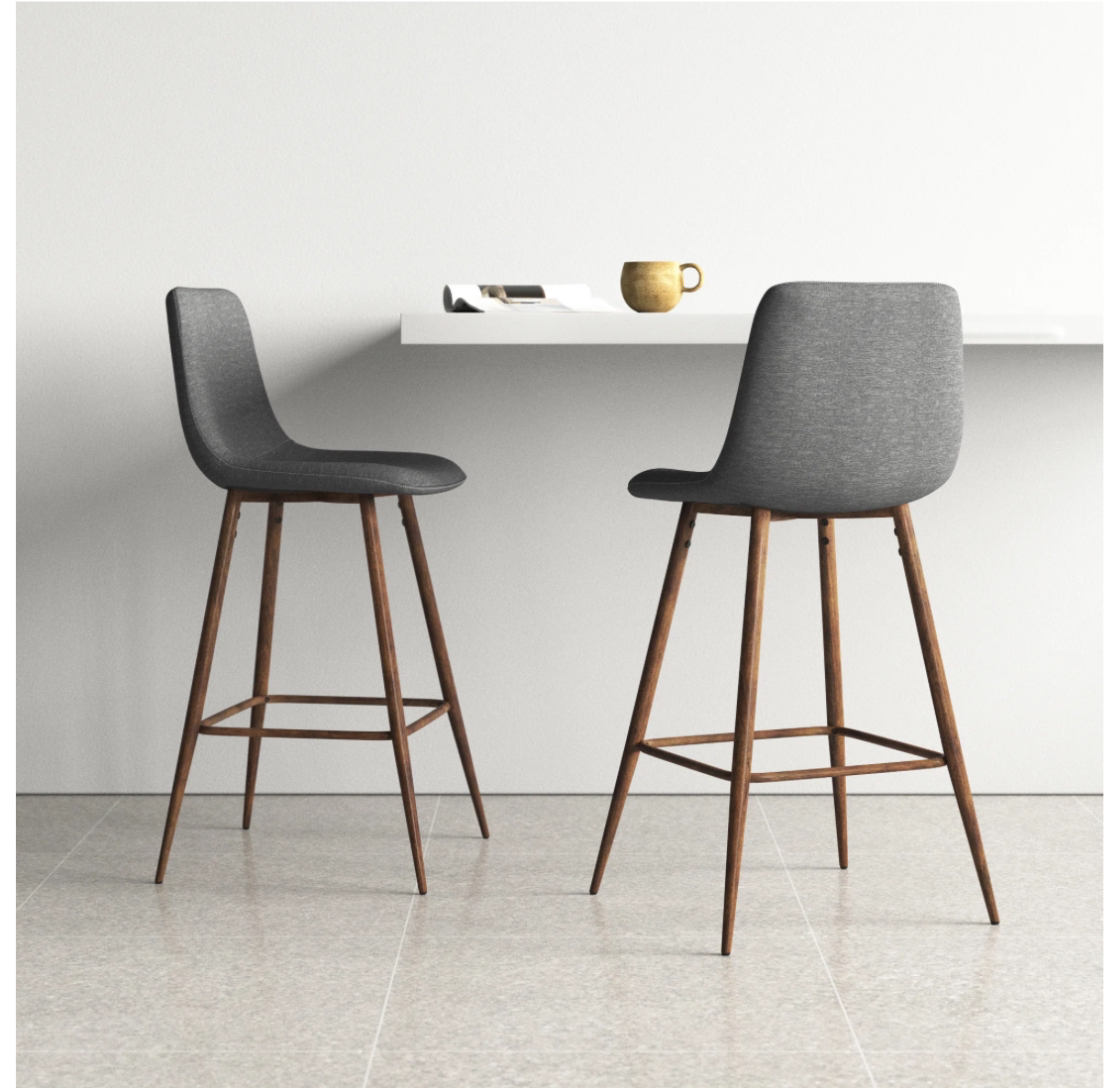 Sleek, minimal bar stools in grey.
